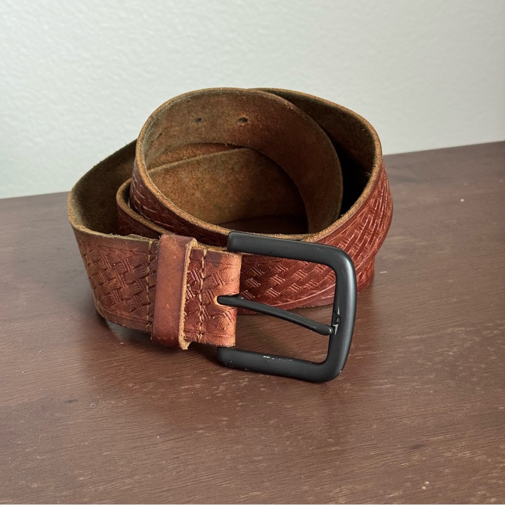 Hollister Brown Embossed Leather Belt Women / Men 40”
